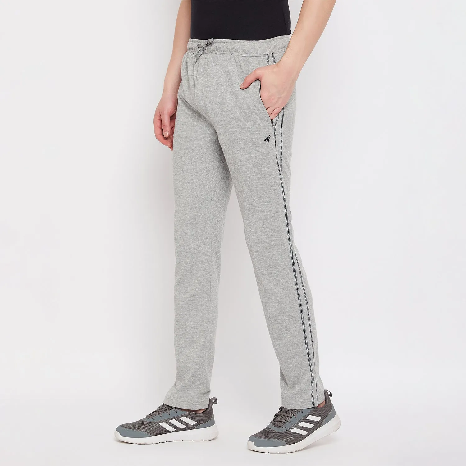 Neva Men's Track Pant in Solid Pattern Side pockets - Milange Grey