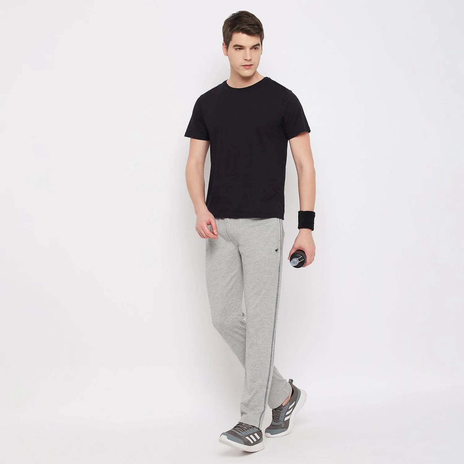 Neva Men's Track Pant in Solid Pattern Side pockets - Milange Grey