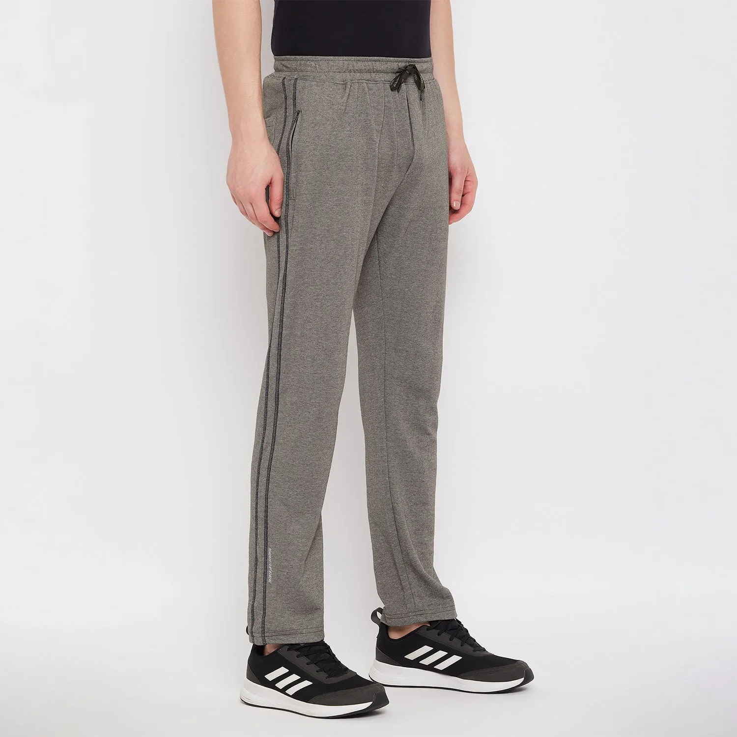 Neva Men's Track Pant in Solid Pattern Side pockets - Olive Milange
