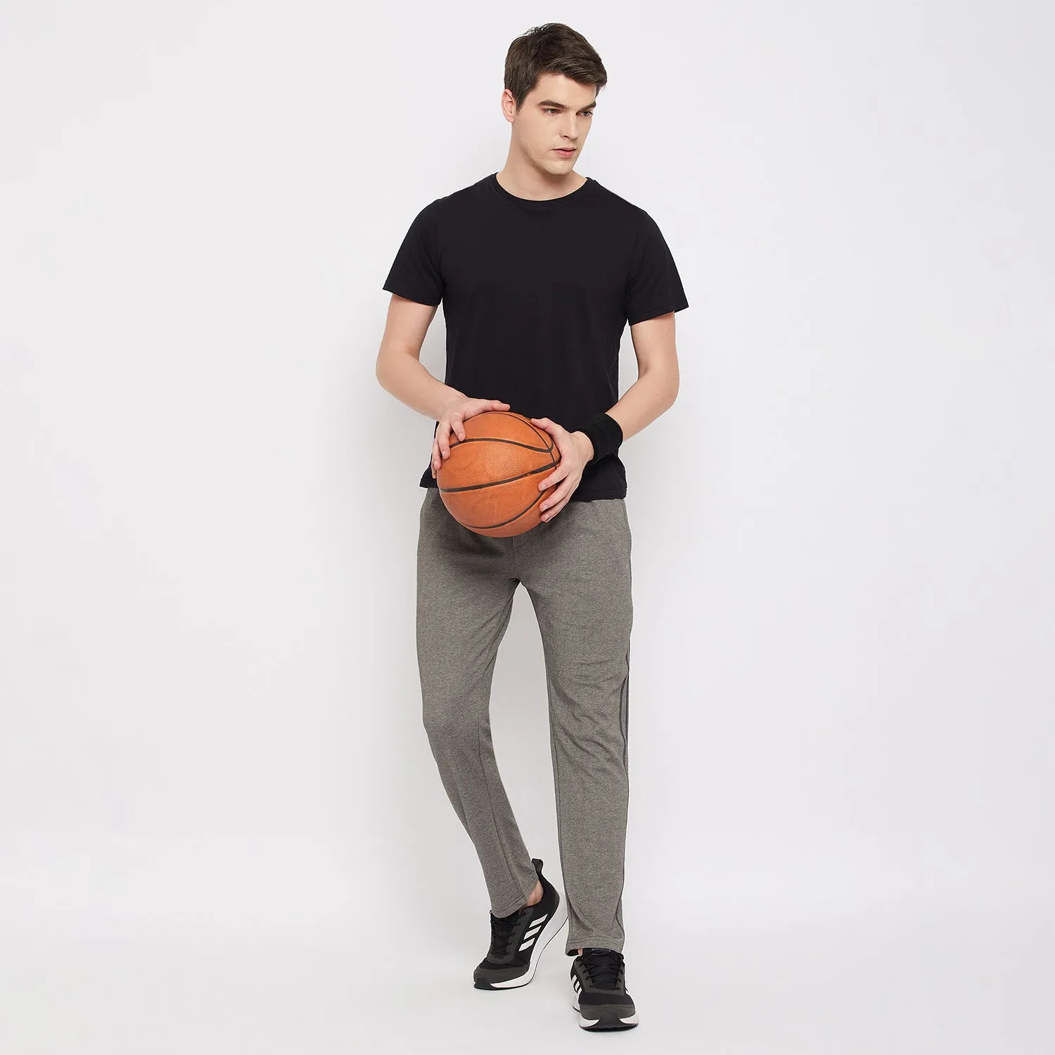 Neva Men's Track Pant in Solid Pattern Side pockets - Olive Milange