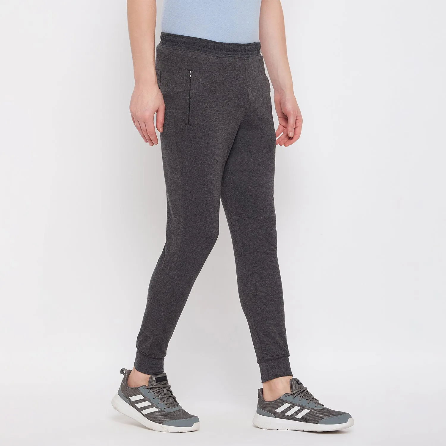 Neva Men's Track Pant in Solid Pattern Side pockets one side zipper - Anthra