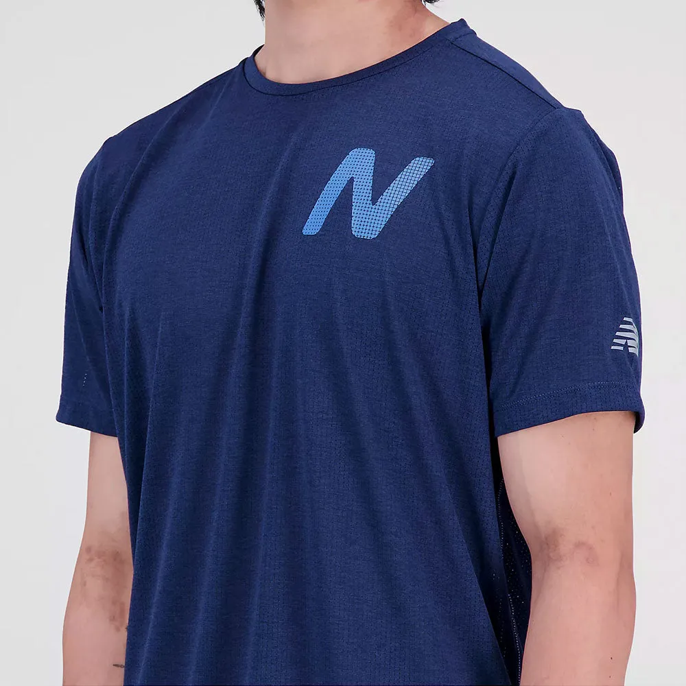 New Balance Mens Graphic Impact Run Short Sleeve