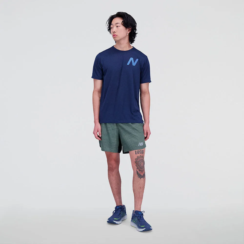 New Balance Mens Graphic Impact Run Short Sleeve