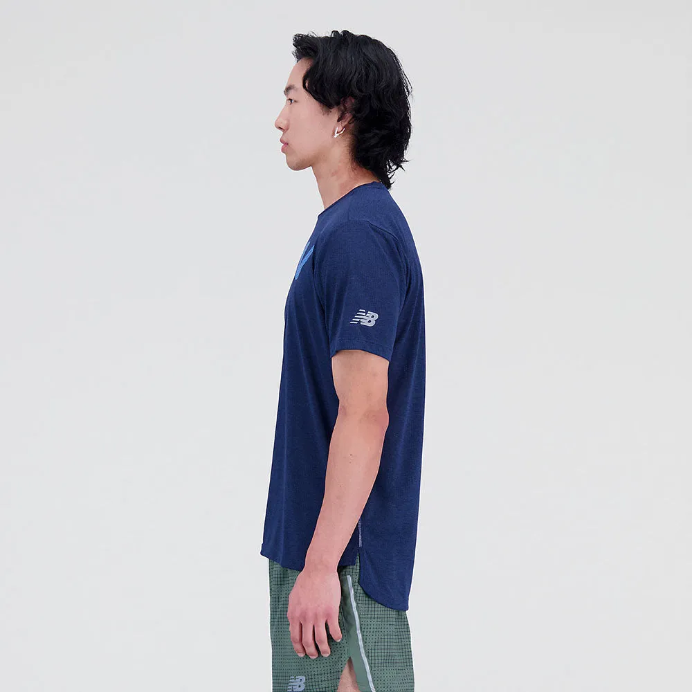 New Balance Mens Graphic Impact Run Short Sleeve