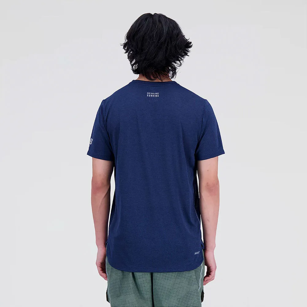 New Balance Mens Graphic Impact Run Short Sleeve