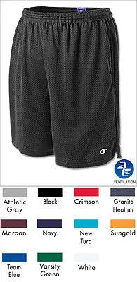 New Champion 81622 Men's Long Mesh Athletic Gym Shorts w/ Pockets Elastic Waist