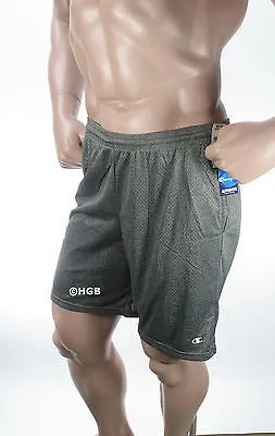 New Champion 81622 Men's Long Mesh Athletic Gym Shorts w/ Pockets Elastic Waist
