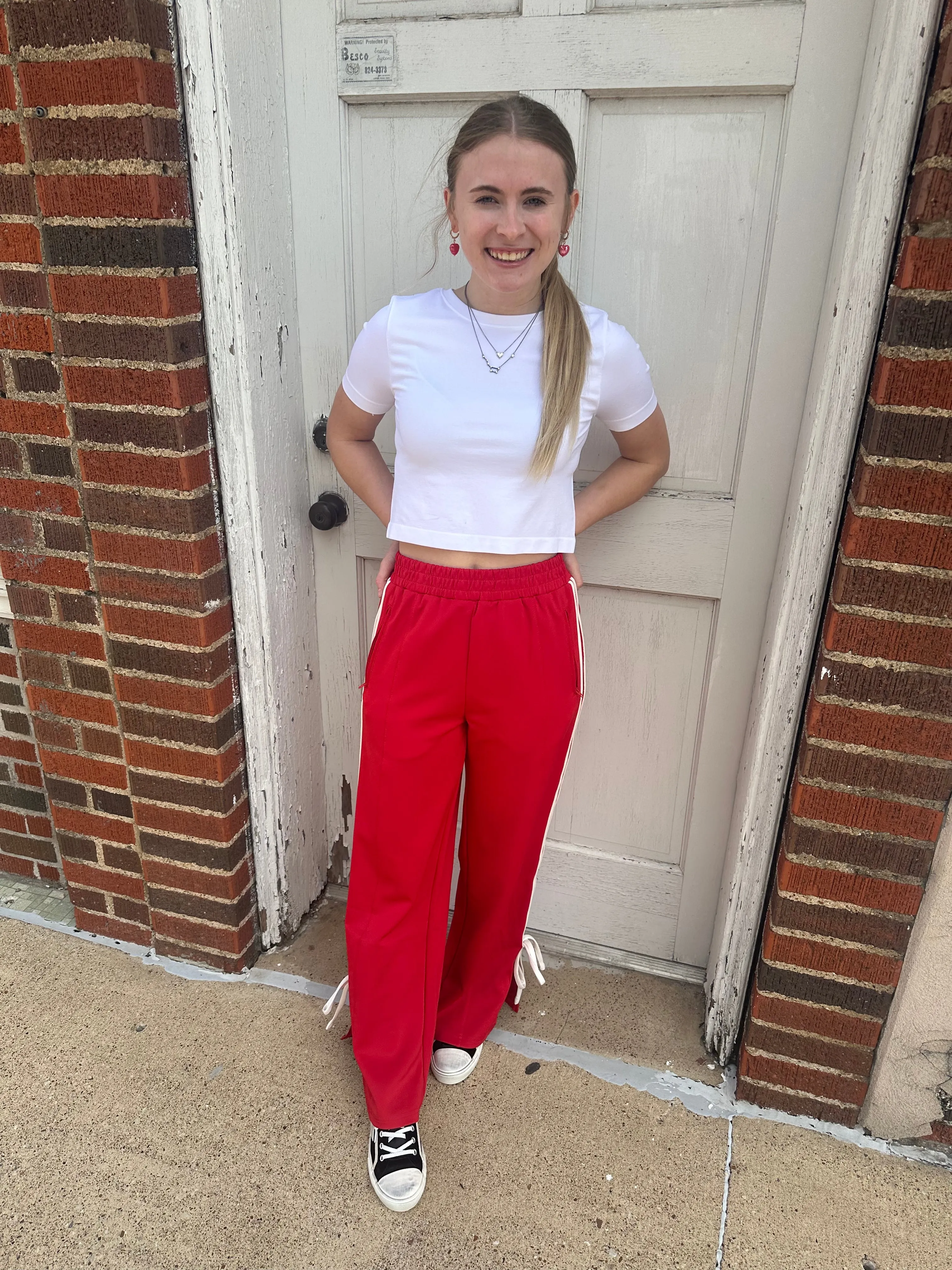 No Time for Games Pants: Red/White
