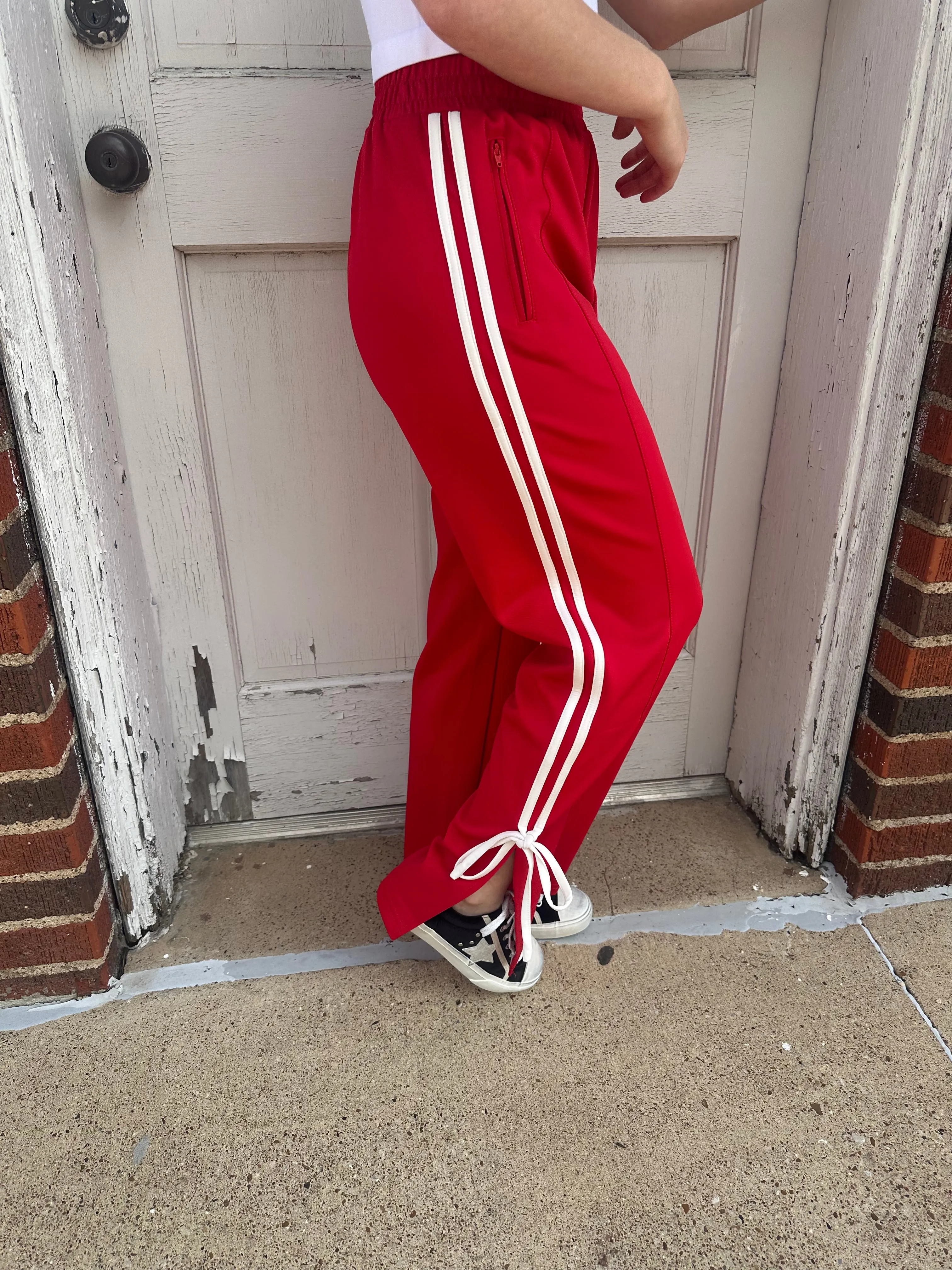 No Time for Games Pants: Red/White