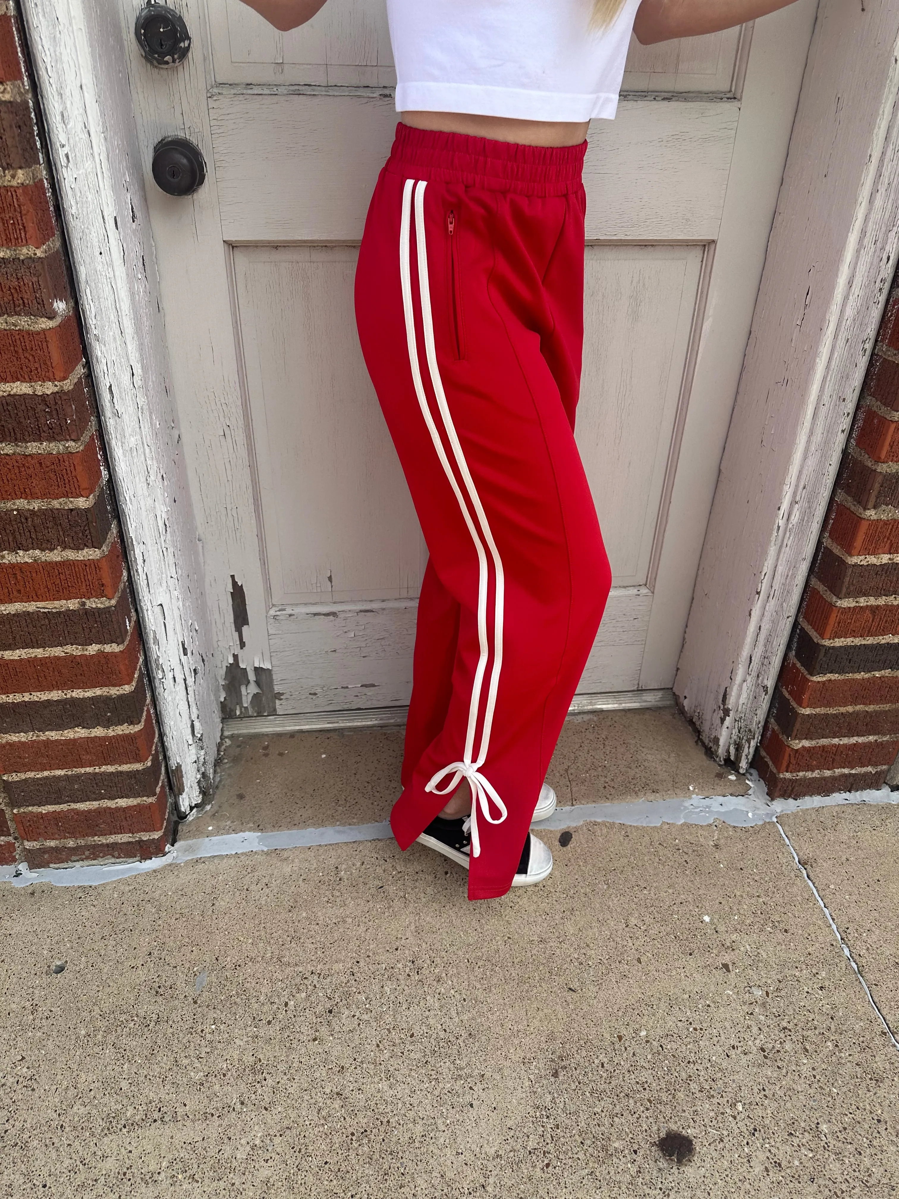 No Time for Games Pants: Red/White