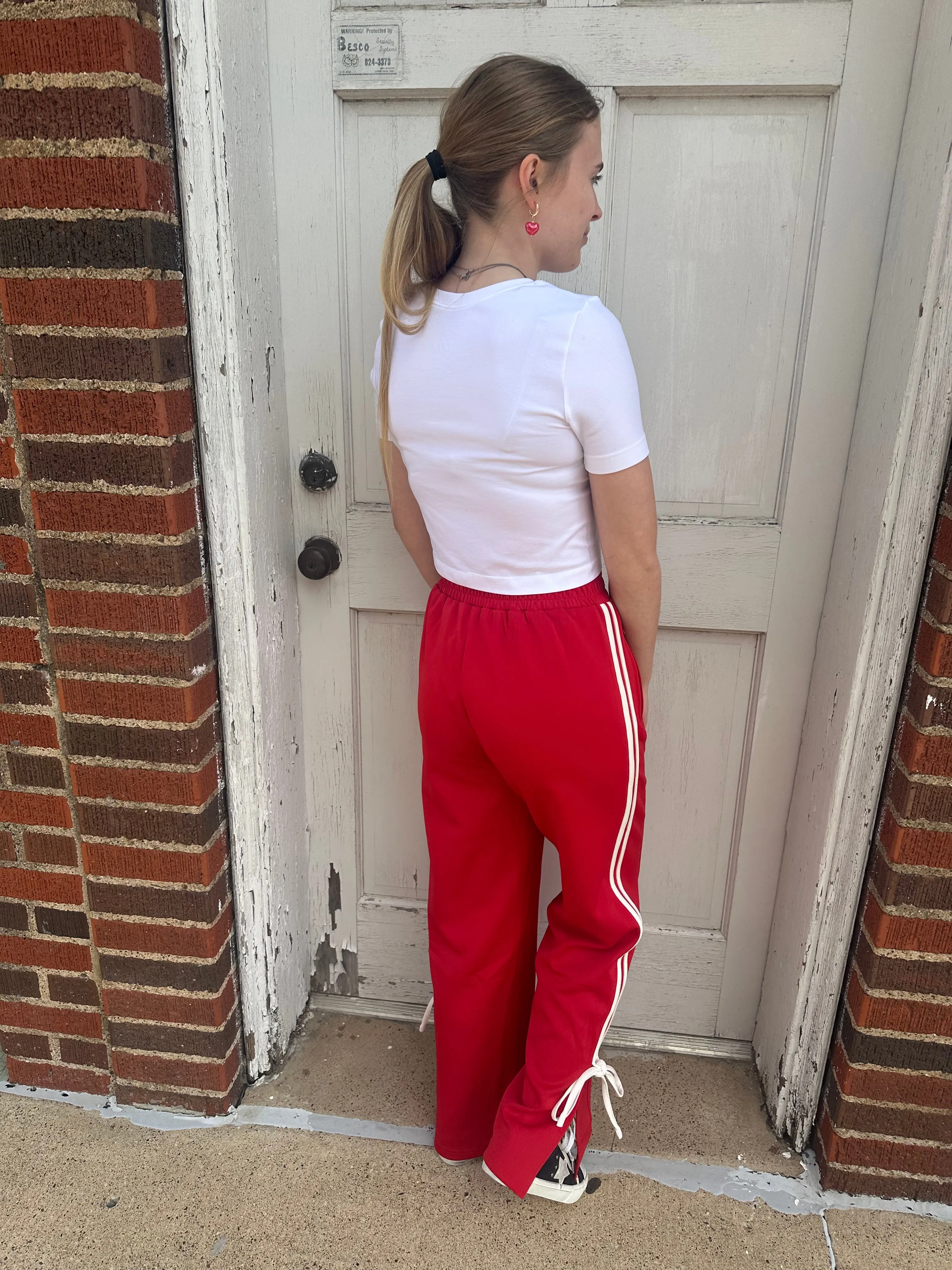No Time for Games Pants: Red/White
