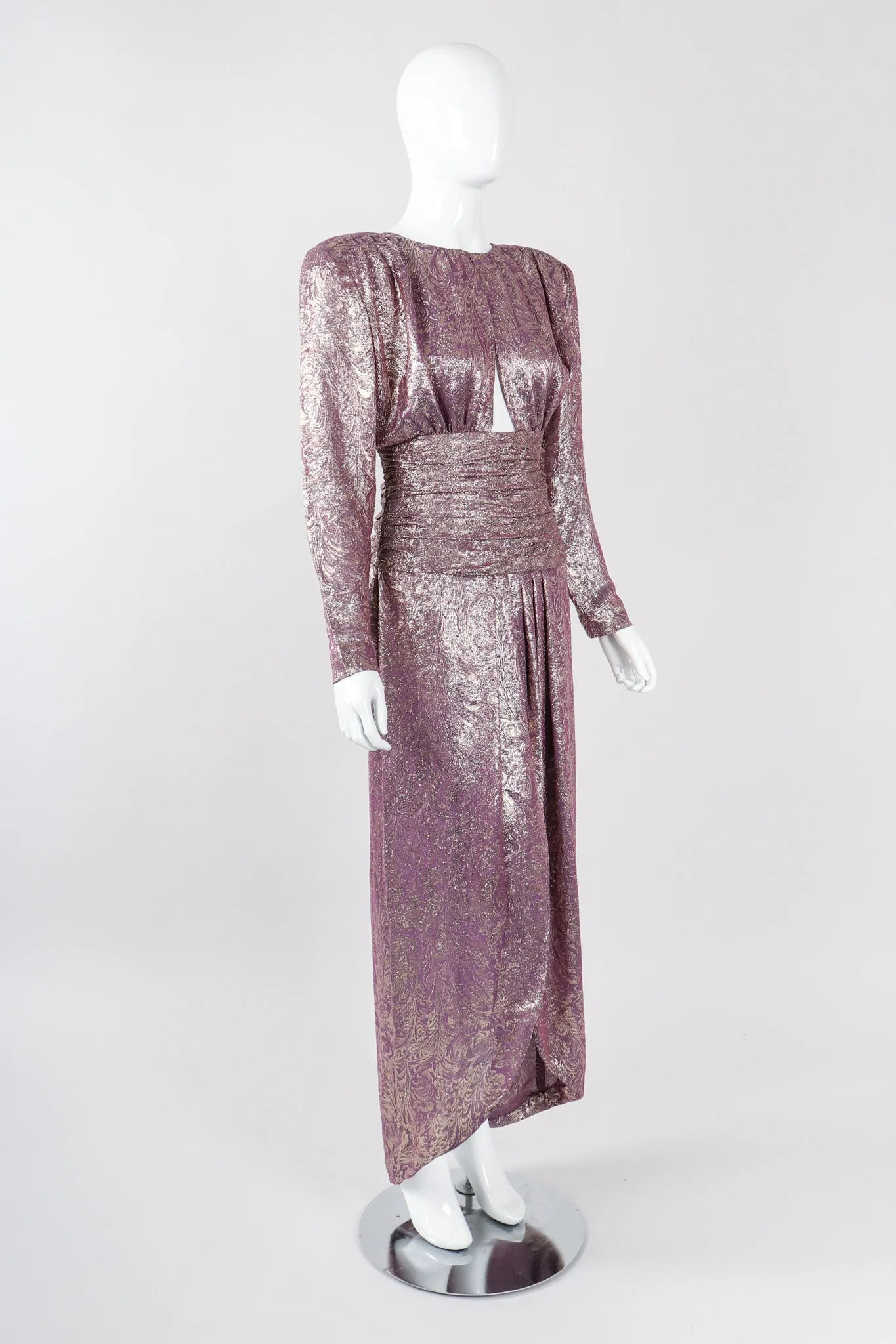 Old Hollywood Golden Brocade Dress