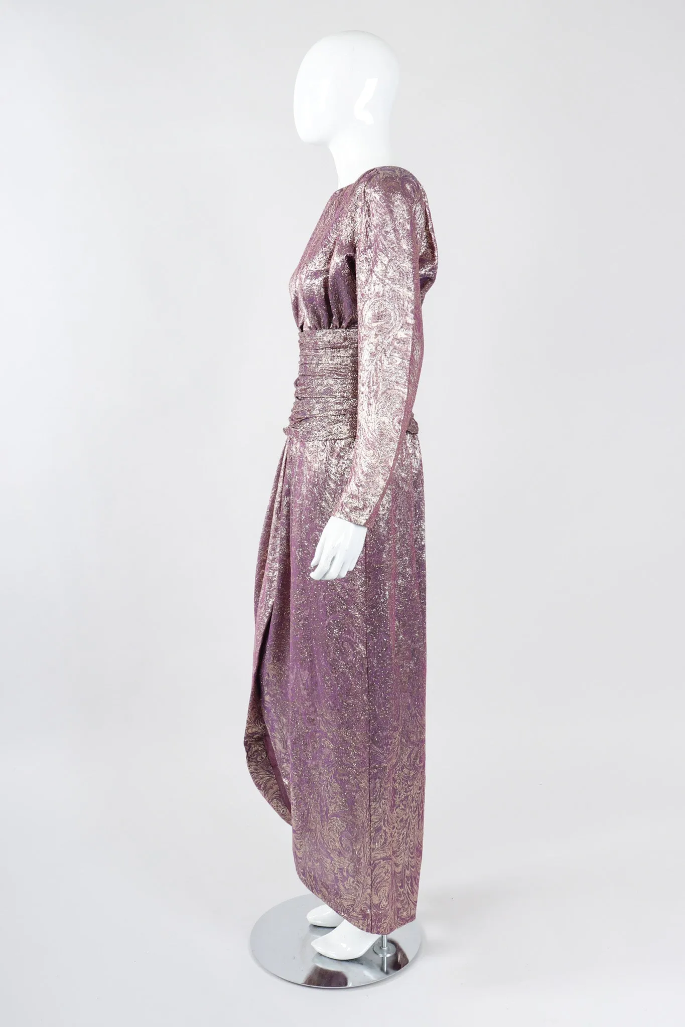 Old Hollywood Golden Brocade Dress