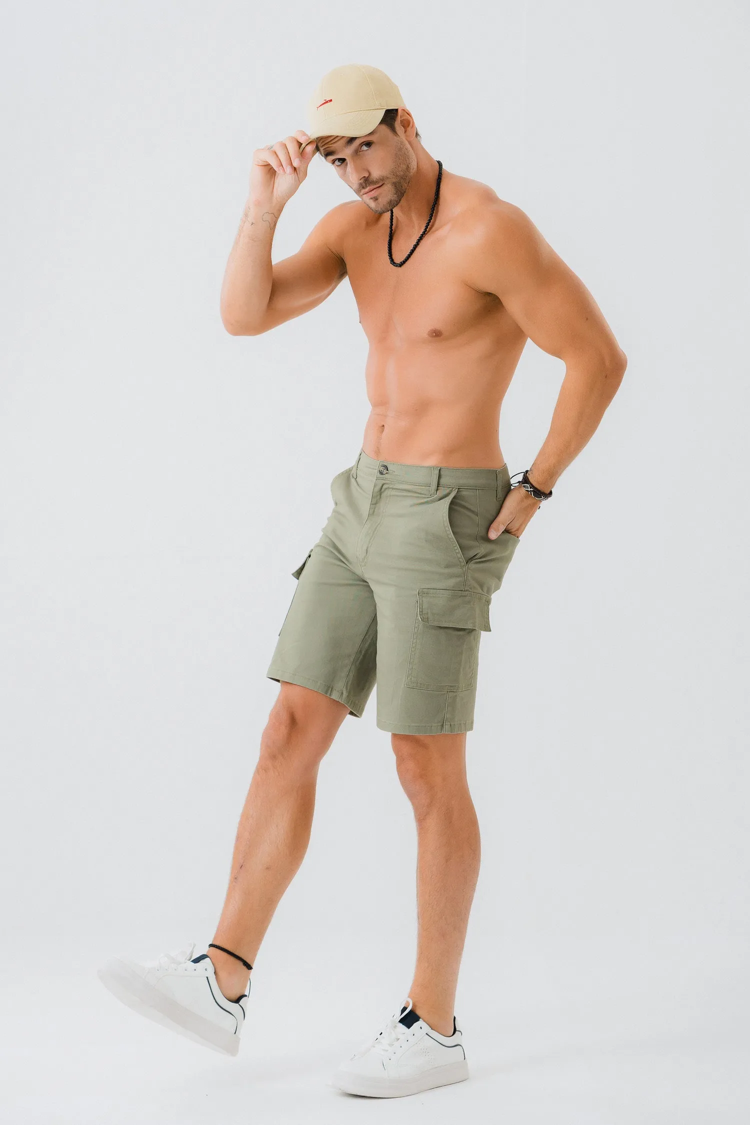 Olive Green Cargo Chino Shorts