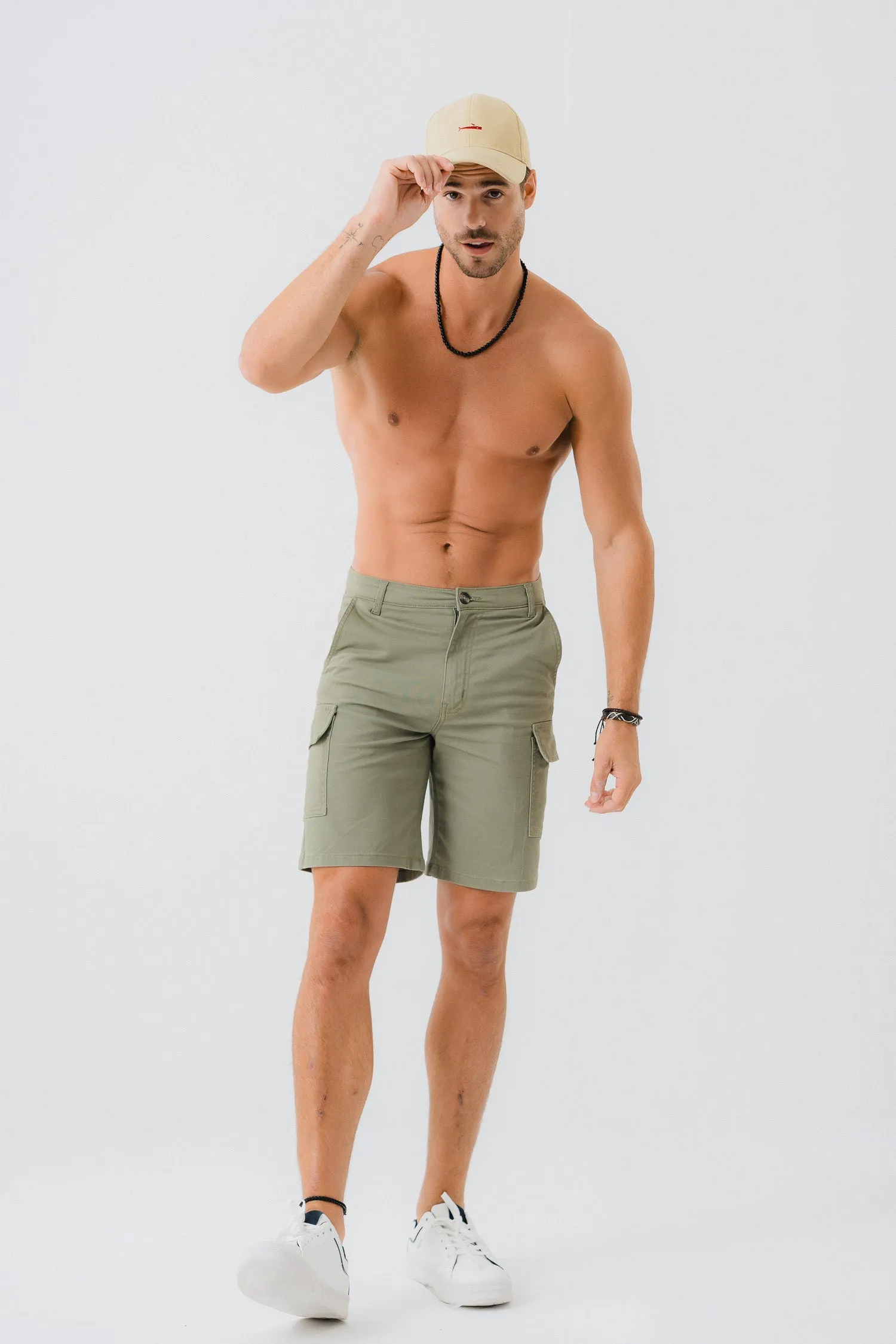Olive Green Cargo Chino Shorts