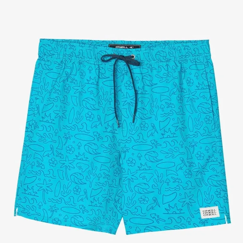 O'Neill Hermosa Print Volley Shorts 17" - Bluebird