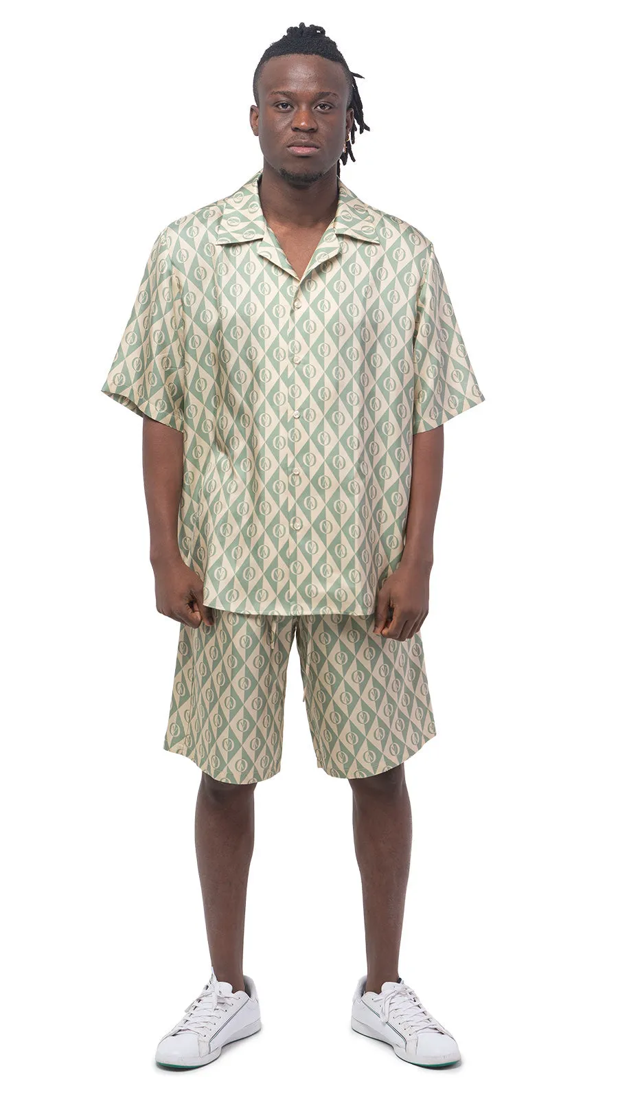 OV Rhombus Print Silk Bowling Shirt