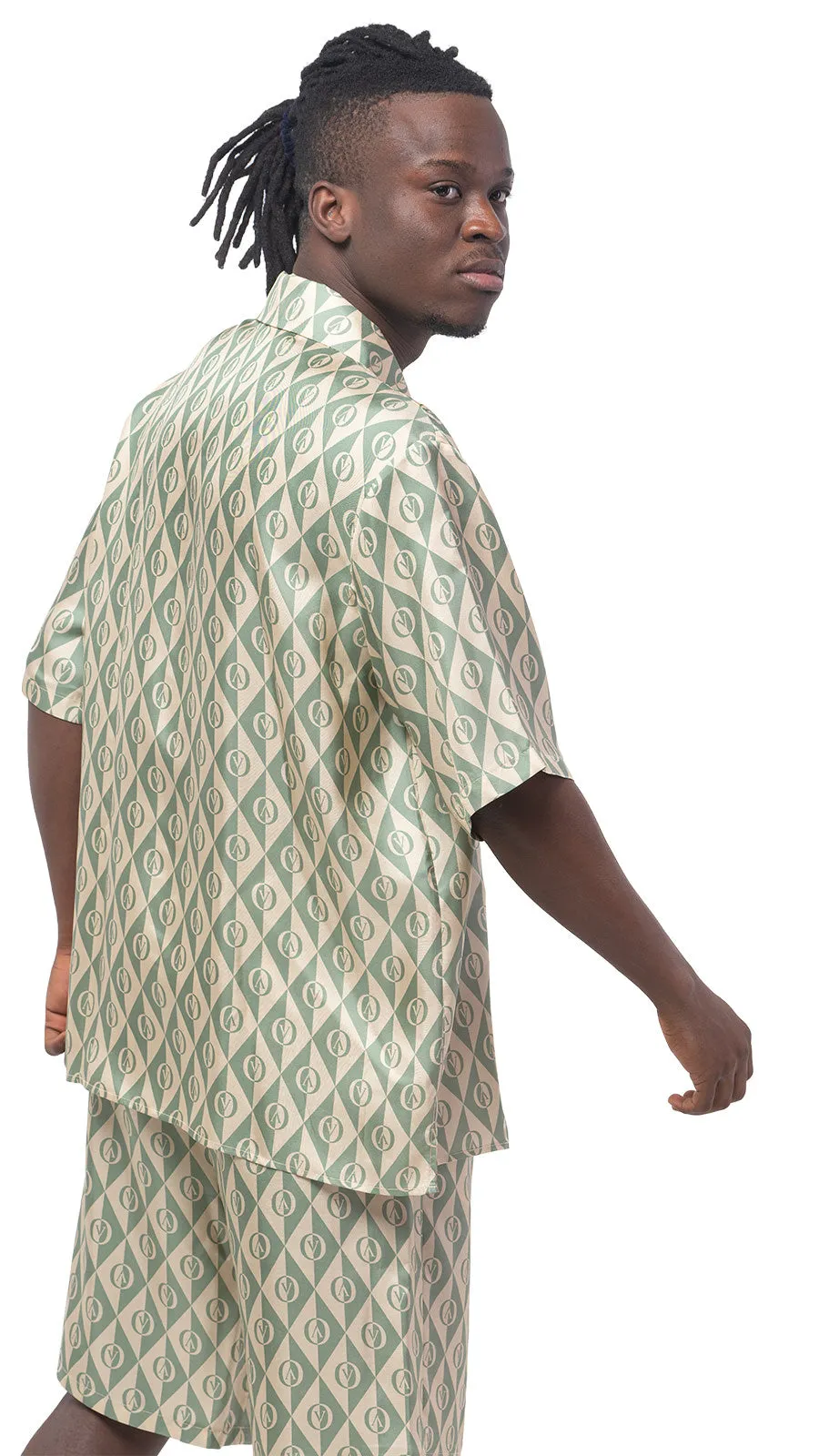 OV Rhombus Print Silk Bowling Shirt