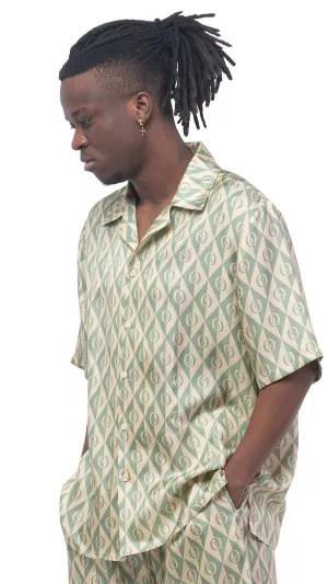 OV Rhombus Print Silk Bowling Shirt