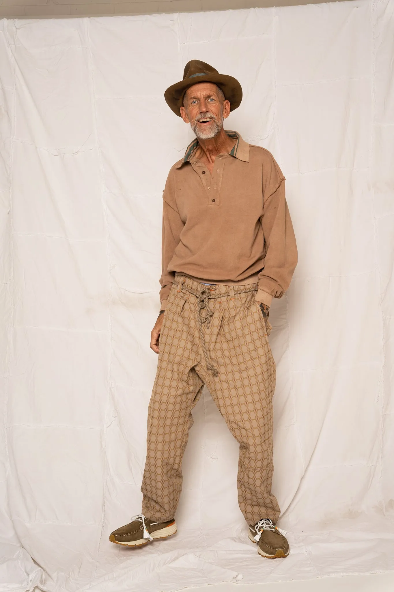 P65 Farmer Pleated Pants India Jacquard Khaki