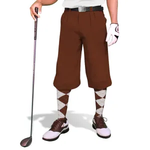 'Par 4' Mens Cotton Ramie Plus Fours Golf Knickers | Khaki / Brown