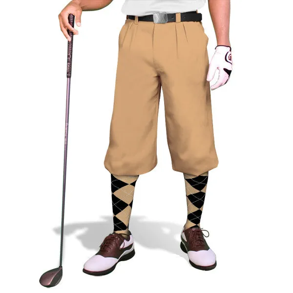 'Par 4' Mens Cotton Ramie Plus Fours Golf Knickers | Khaki / Brown