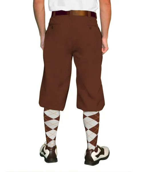 'Par 4' Mens Cotton Ramie Plus Fours Golf Knickers | Khaki / Brown
