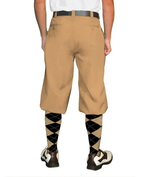 'Par 4' Mens Cotton Ramie Plus Fours Golf Knickers | Khaki / Brown