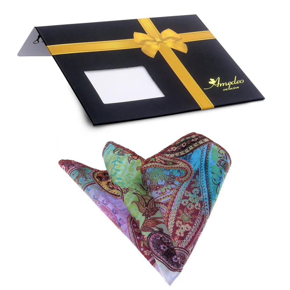 Parrot Paisley Mens Pocket Square - Premium Silk Handkerchiefs for Suits