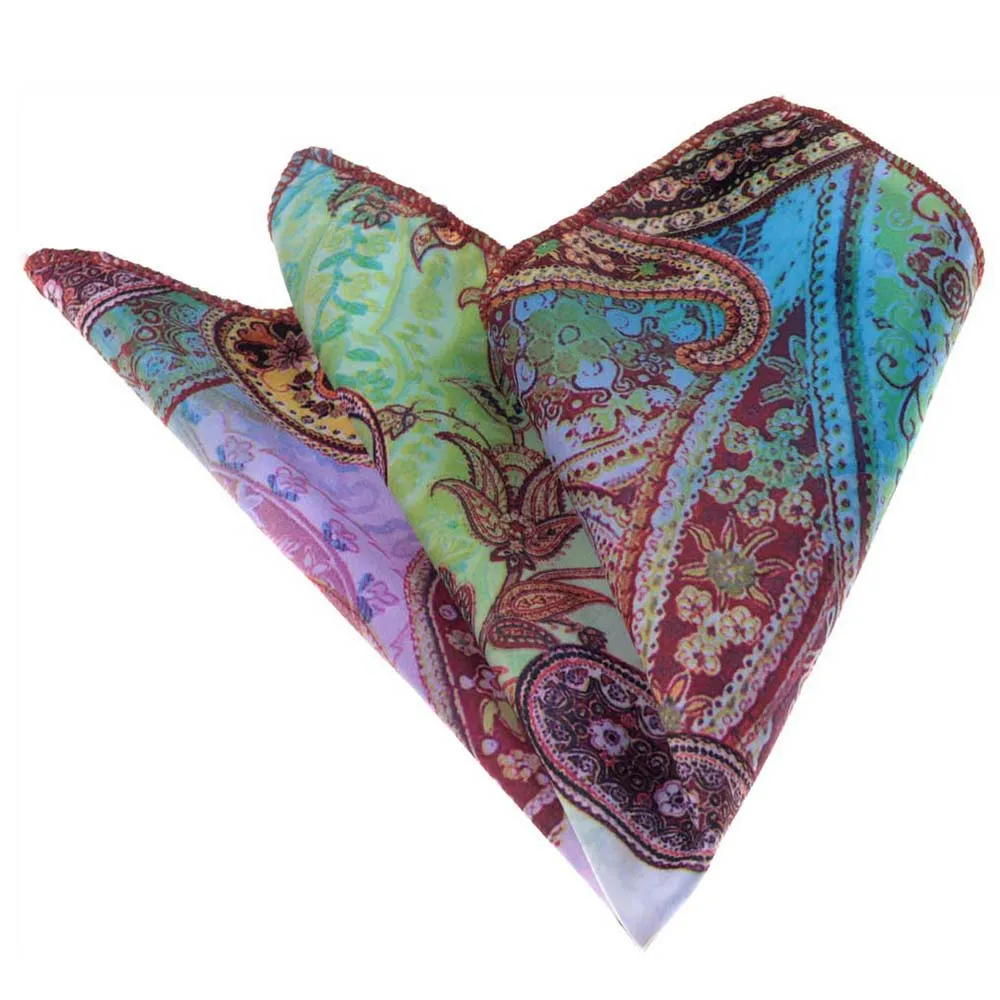 Parrot Paisley Mens Pocket Square - Premium Silk Handkerchiefs for Suits