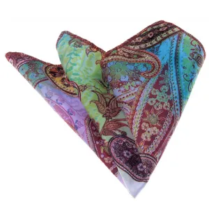 Parrot Paisley Mens Pocket Square - Premium Silk Handkerchiefs for Suits