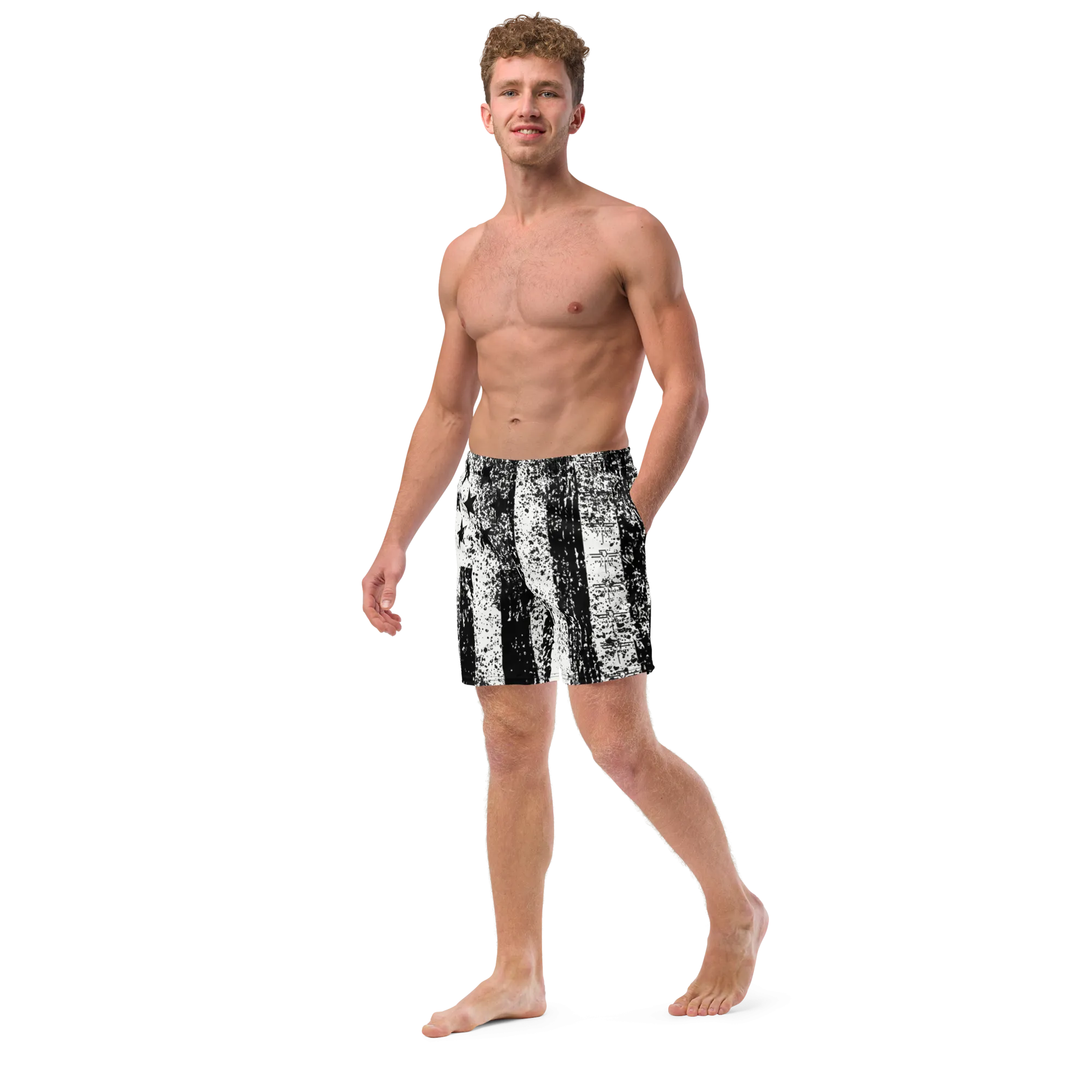 Patriot Distressed Flag Men's Swim Trunks