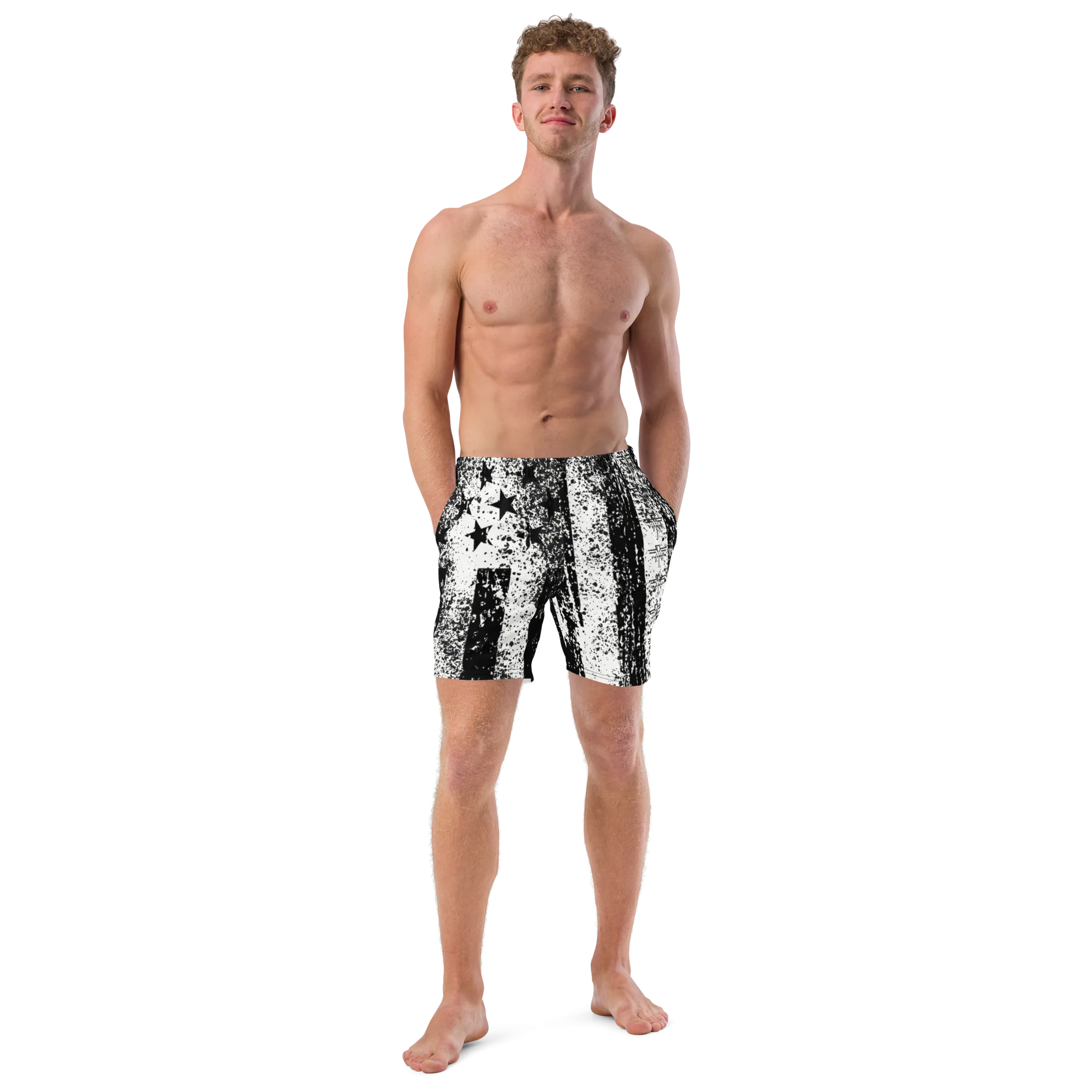 Patriot Distressed Flag Men's Swim Trunks