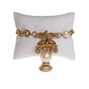 Pearl and Gold Filigree Lantern Charm Bracelet