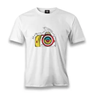 Photography-Camera Bird Men's White Tshirt