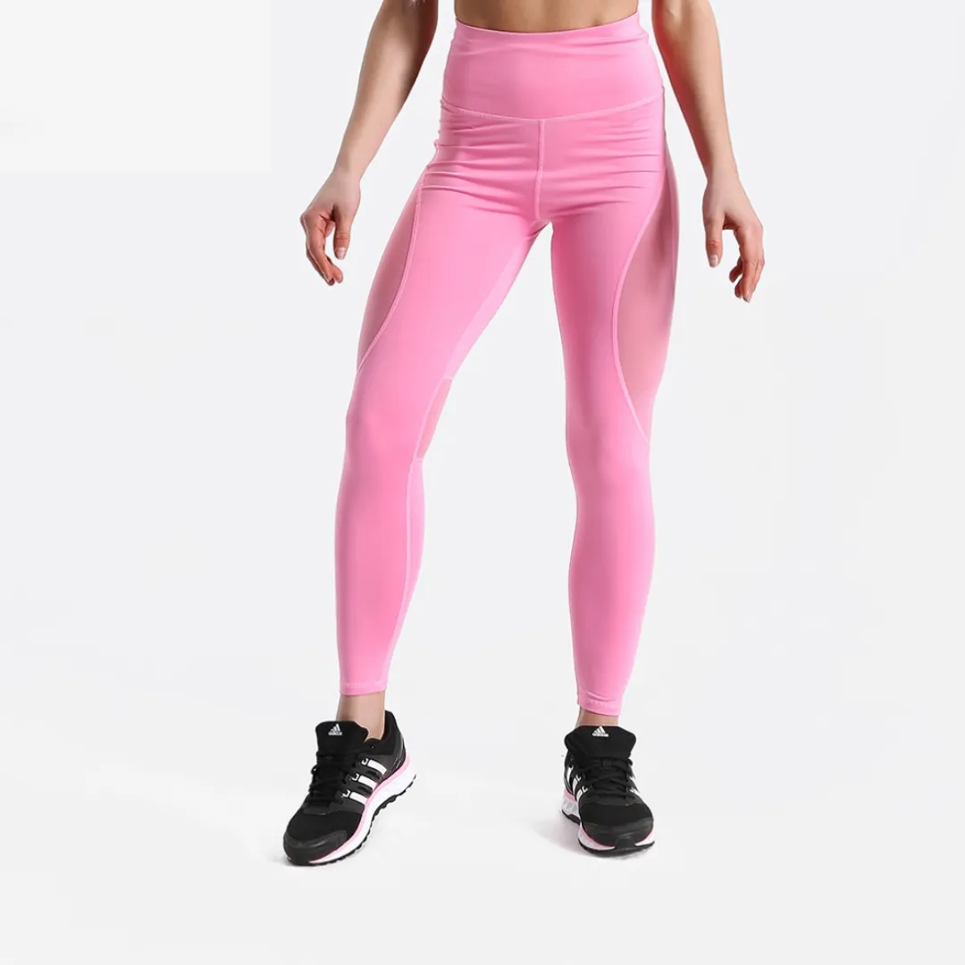 Pink Fitness leggings with mesh inserts