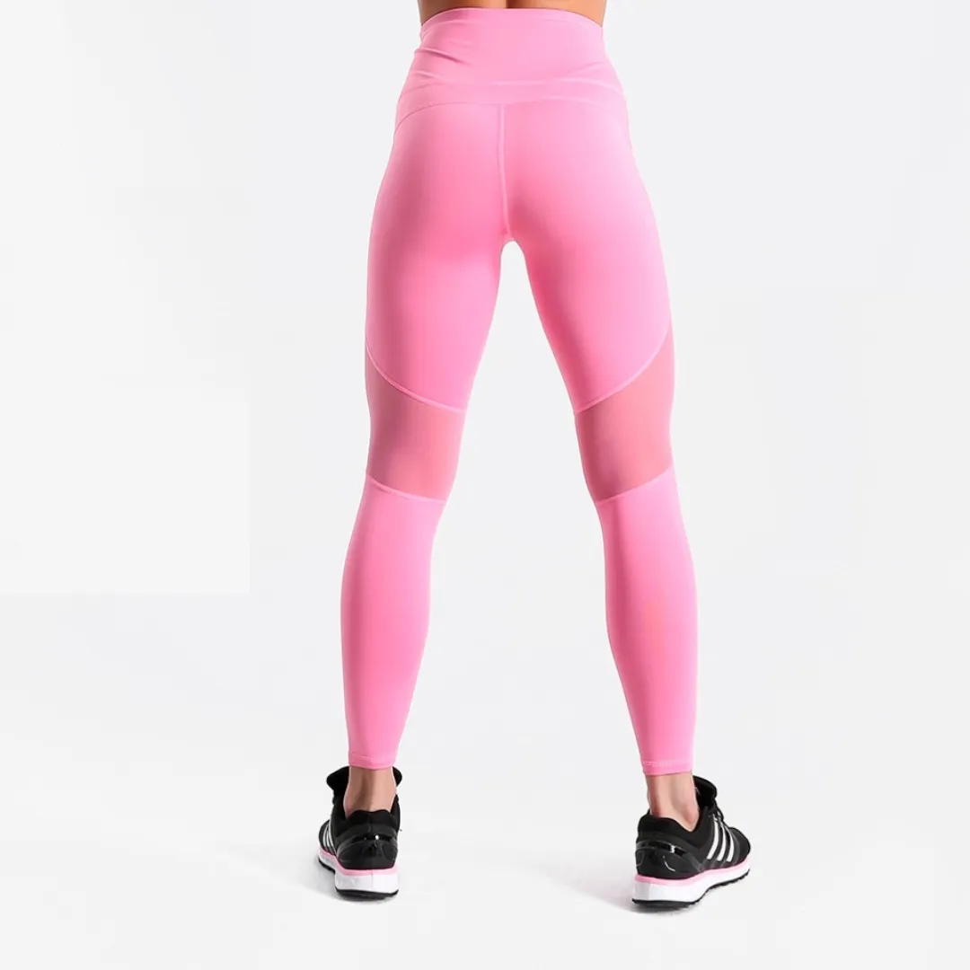 Pink Fitness leggings with mesh inserts