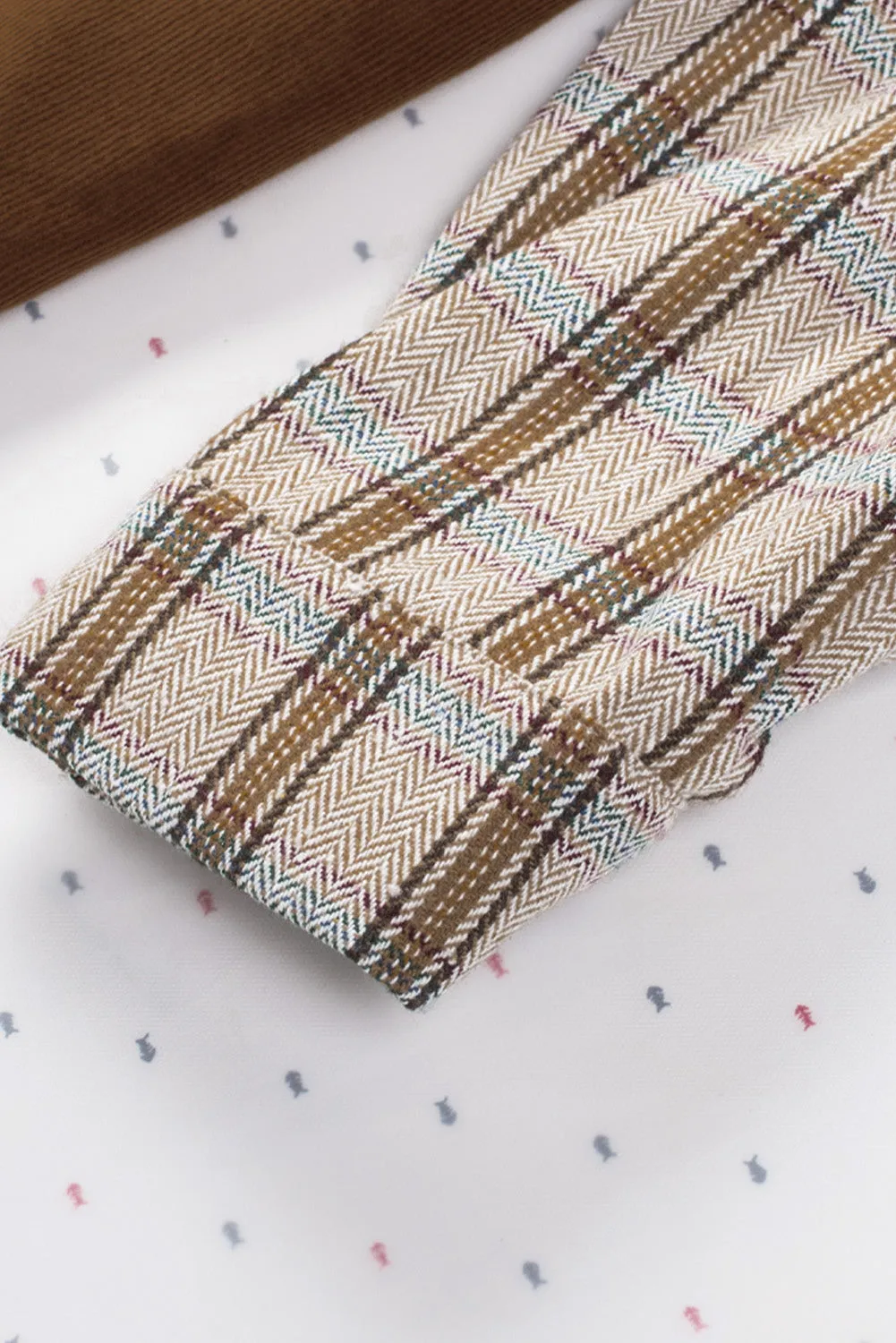 Plaid Patchwork Corduroy Shirt Jacket