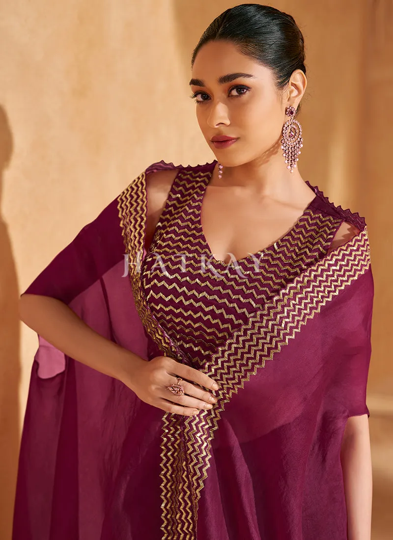 Plum Purple Handwork Cape Style Lehenga Choli