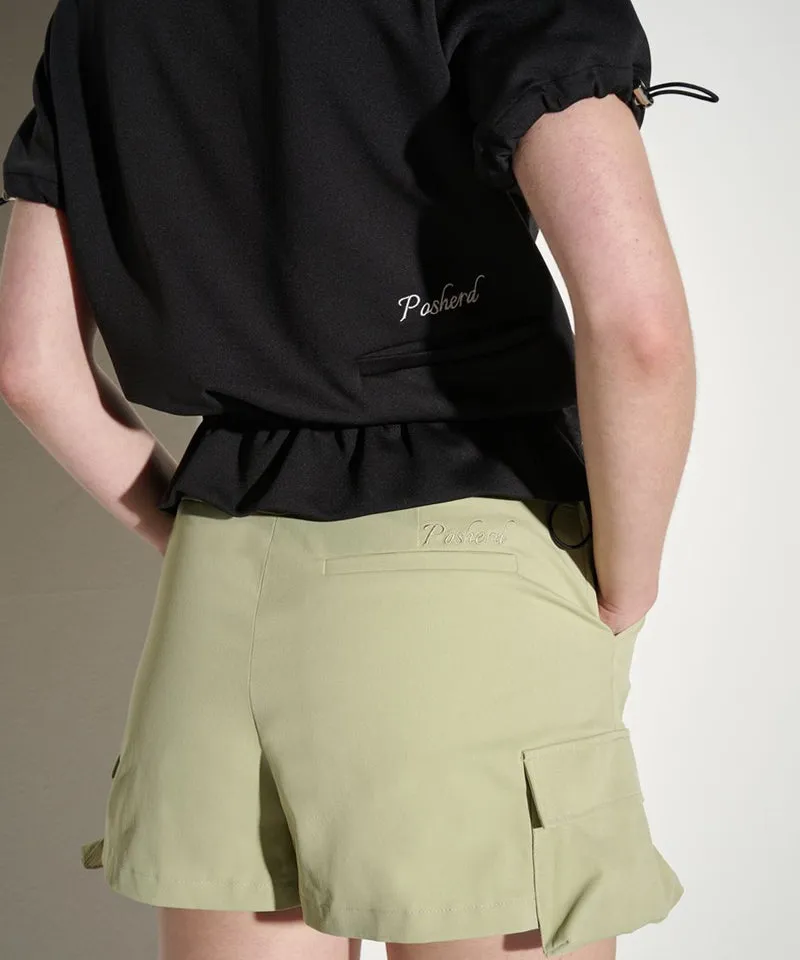 POSHERD Cargo Pocket Skort  - Light Khaki