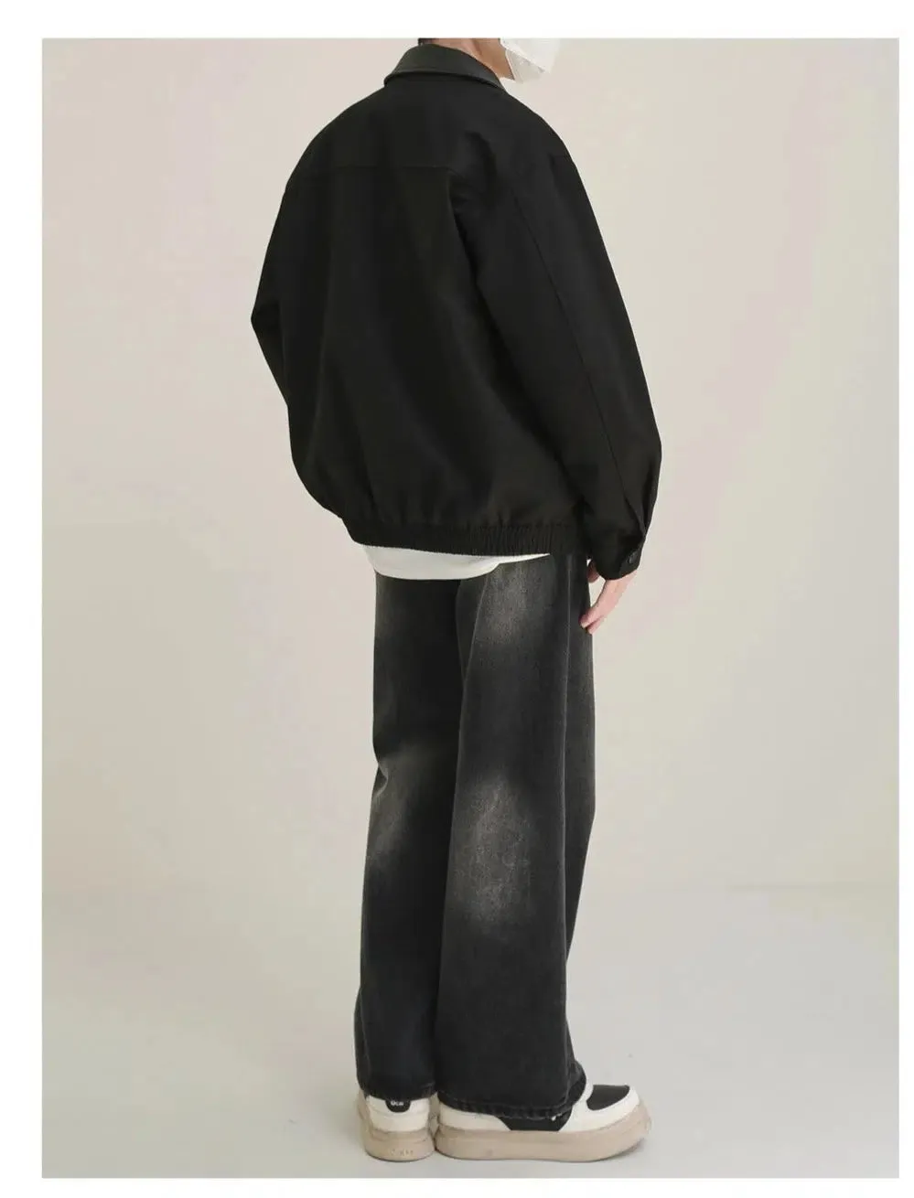 PU Leather Collar Patchwork Jacket