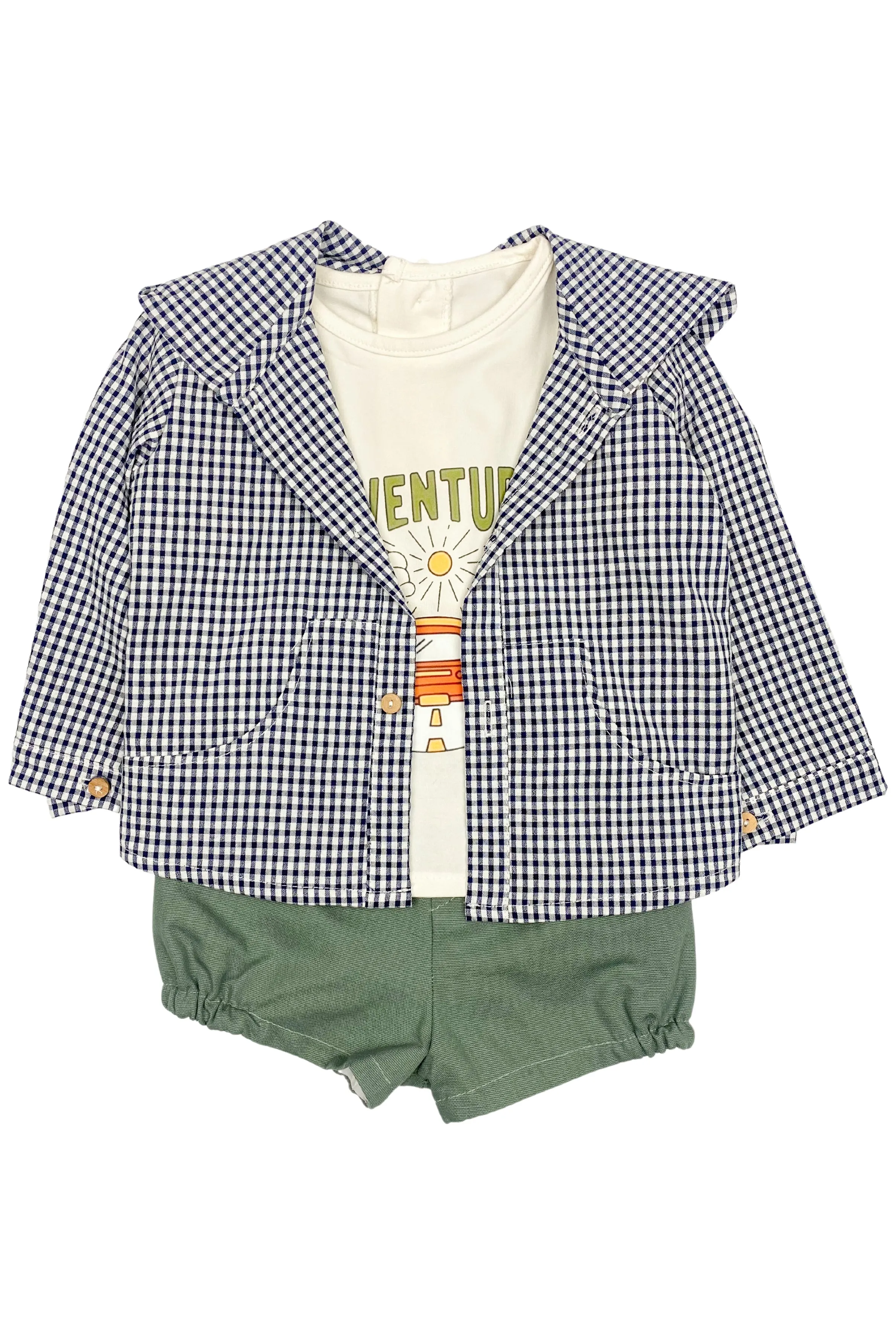 "Rafferty" Black Gingham Hoodie, T-Shirt & Shorts