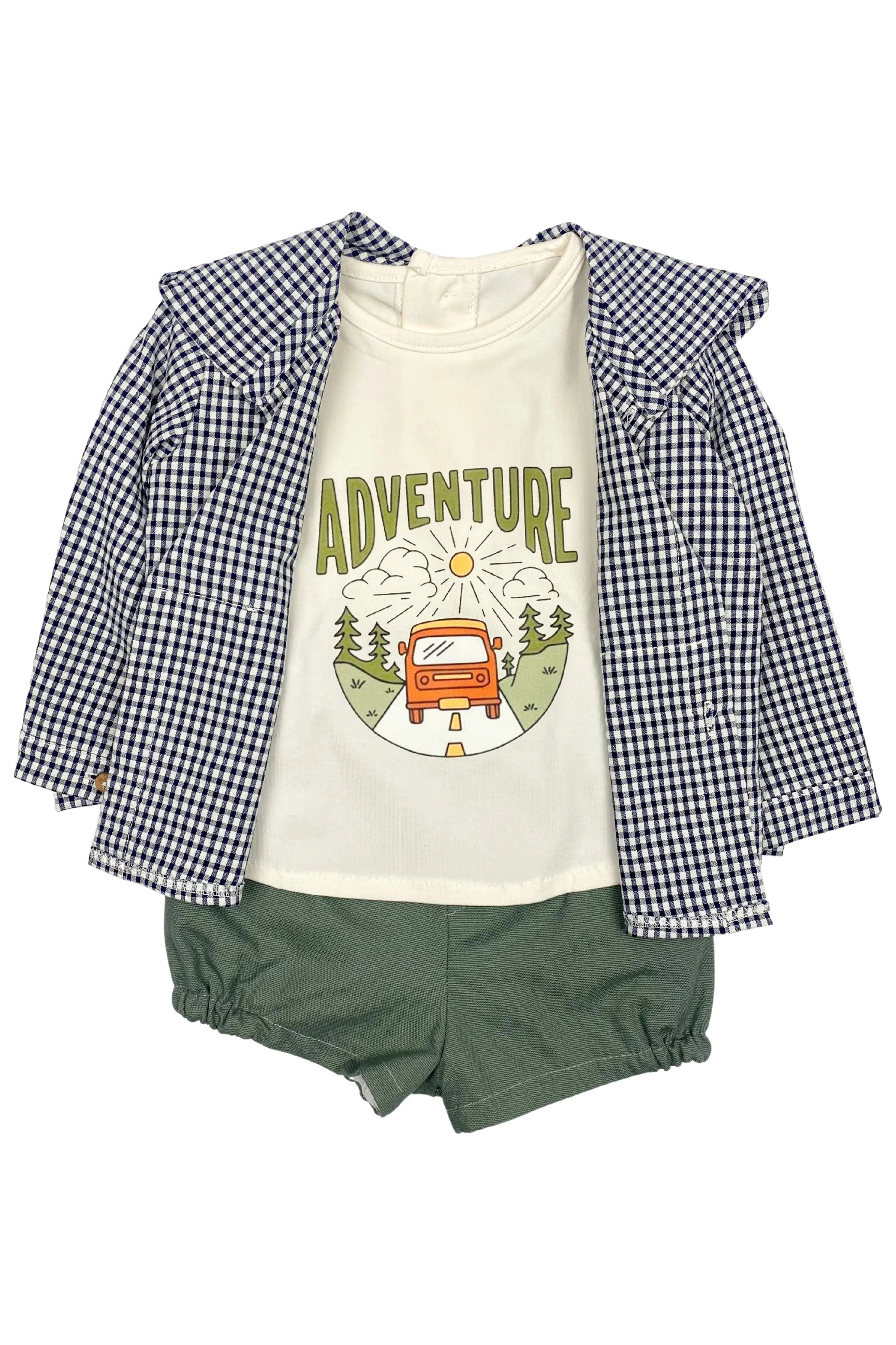 "Rafferty" Black Gingham Hoodie, T-Shirt & Shorts