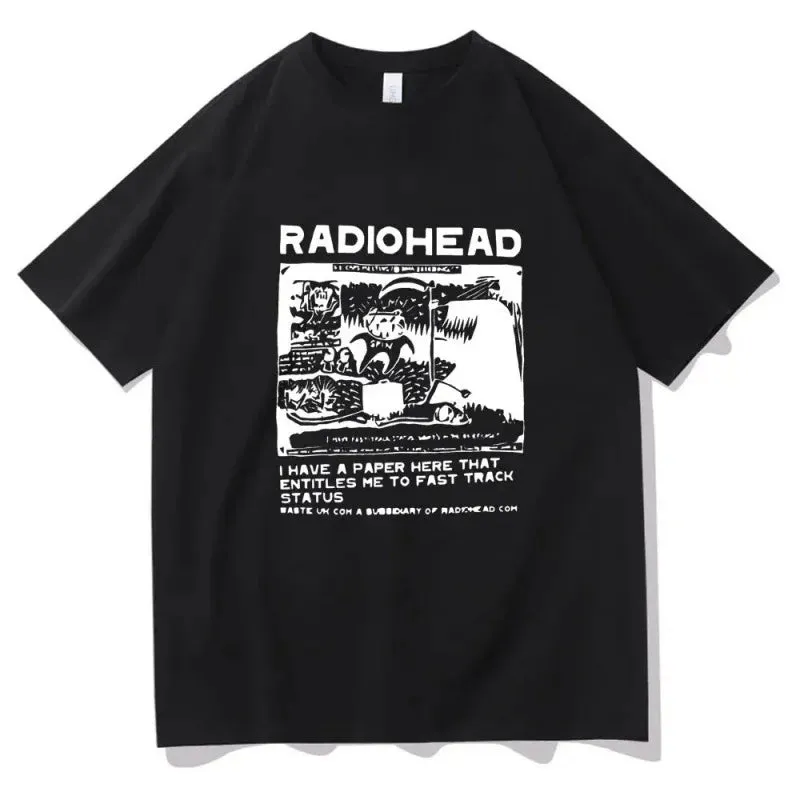 Radiohead T-Shirts Indie Rock Band Anime T-Shirt Summer Men's High Quality Popular Cotton T-Shirt