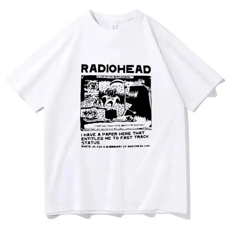 Radiohead T-Shirts Indie Rock Band Anime T-Shirt Summer Men's High Quality Popular Cotton T-Shirt