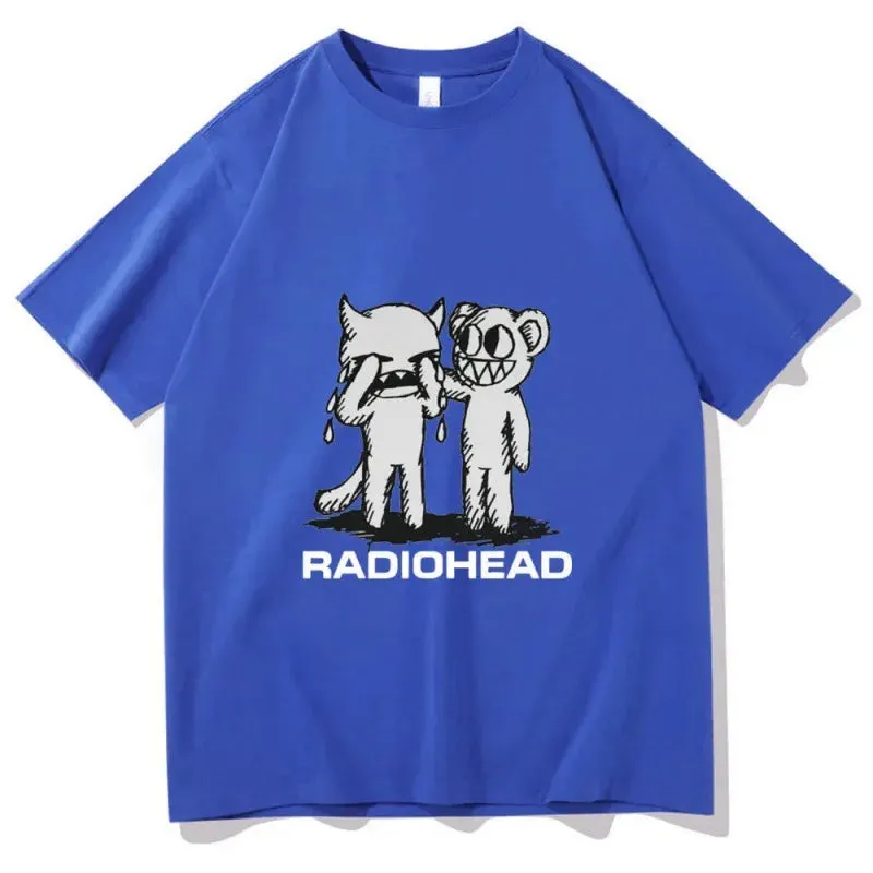 Radiohead T-Shirts Indie Rock Band Anime T-Shirt Summer Men's High Quality Popular Cotton T-Shirt