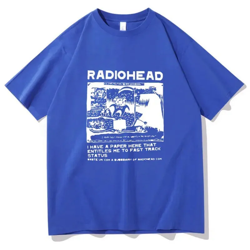 Radiohead T-Shirts Indie Rock Band Anime T-Shirt Summer Men's High Quality Popular Cotton T-Shirt