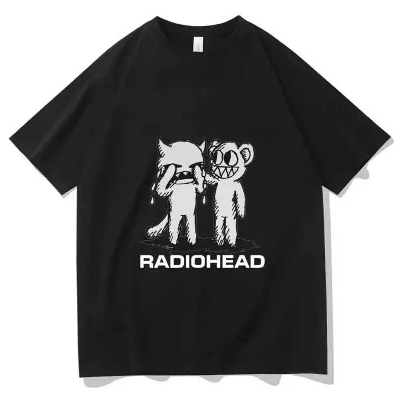 Radiohead T-Shirts Indie Rock Band Anime T-Shirt Summer Men's High Quality Popular Cotton T-Shirt