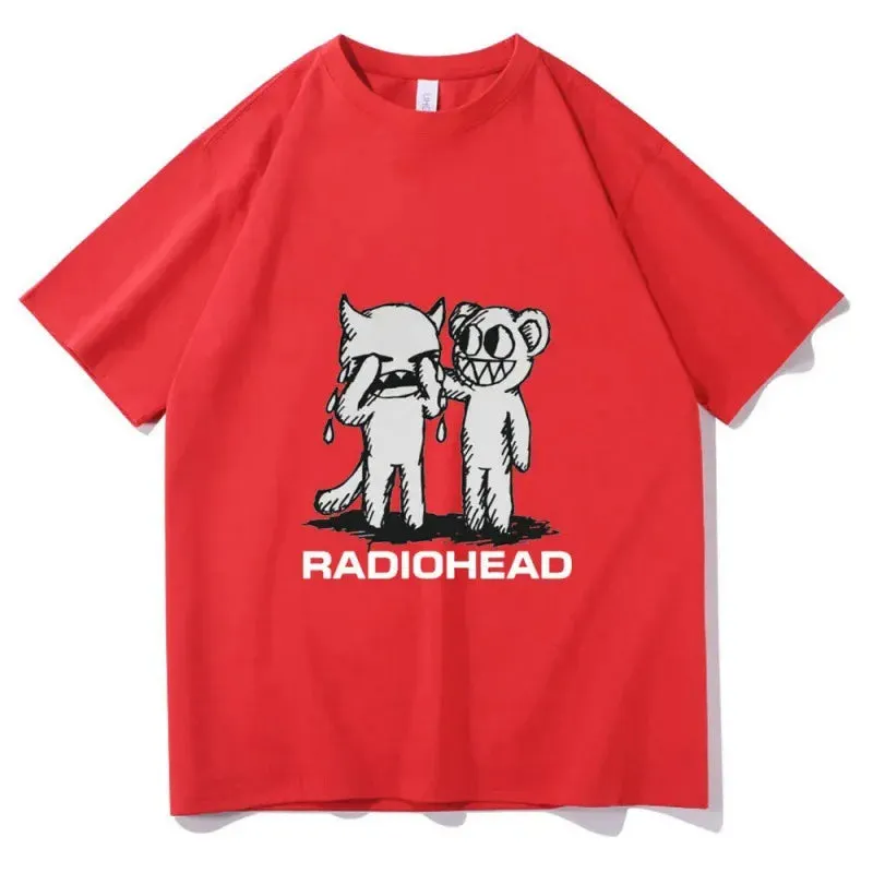 Radiohead T-Shirts Indie Rock Band Anime T-Shirt Summer Men's High Quality Popular Cotton T-Shirt