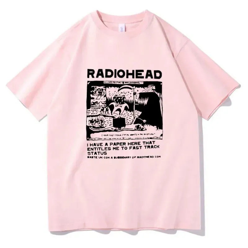 Radiohead T-Shirts Indie Rock Band Anime T-Shirt Summer Men's High Quality Popular Cotton T-Shirt